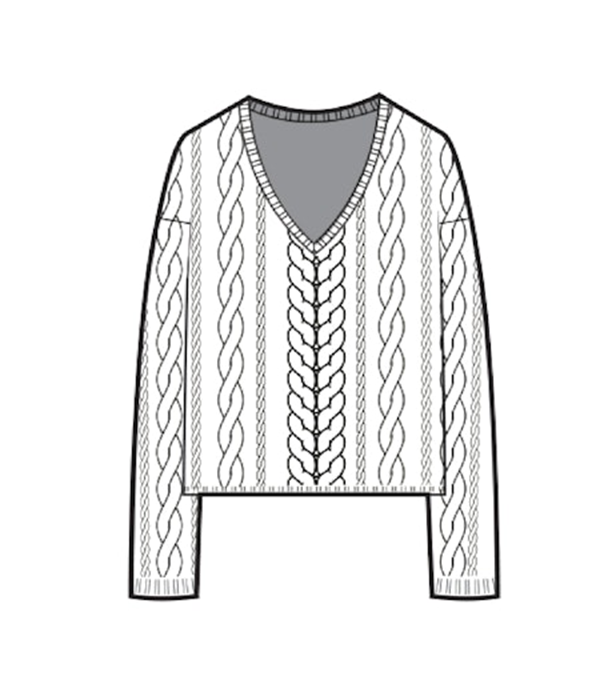 Womens Cashmere Novelty Cable V Neck
