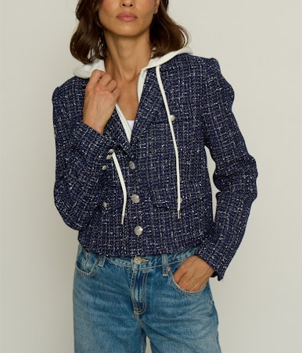 Womens Crop Tweed Dickie Blazer