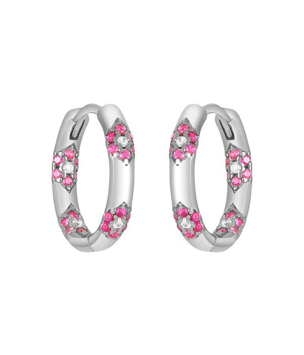 Womens Fuchsia Delia Huggies in Silver