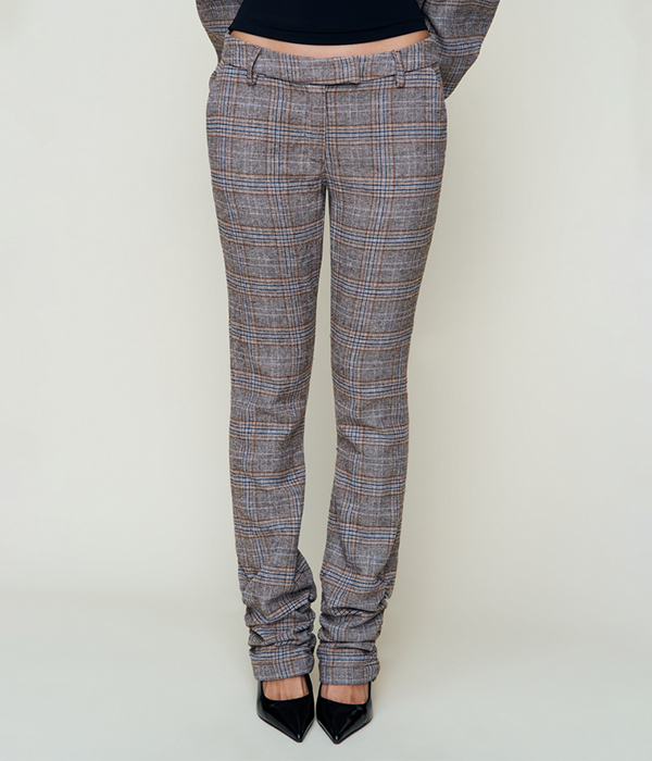 Womens Cora Ruched Hem Tartan Pant