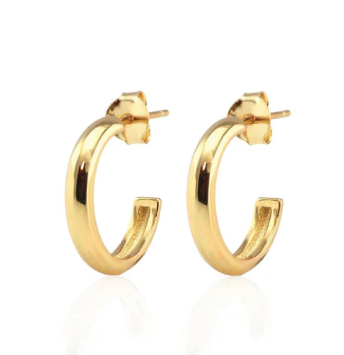 Womens Gold Hollow Hoop Earrings 25mm