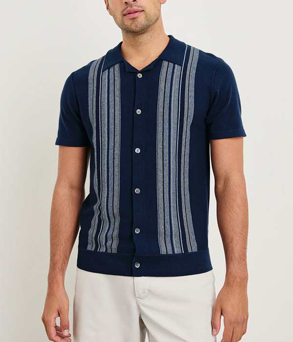Mens Silas S/S Button Down in Blue Heather Multi