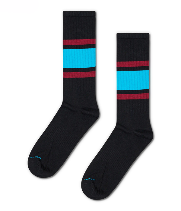 Mens Simple Stripe Sneaker Sock in Black F25