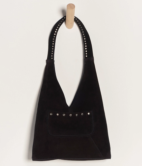 Womens Soho Suede Stud Shoulder Bag