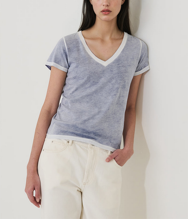 Womens SS Pima Classic Reverse Spray V-Neck