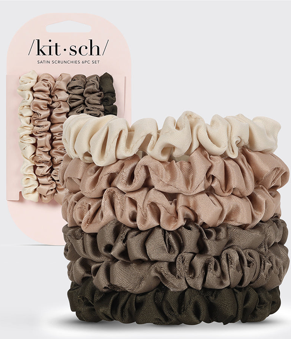Ultra Petite Satin Scrunchies 6pc - Eucalyptus