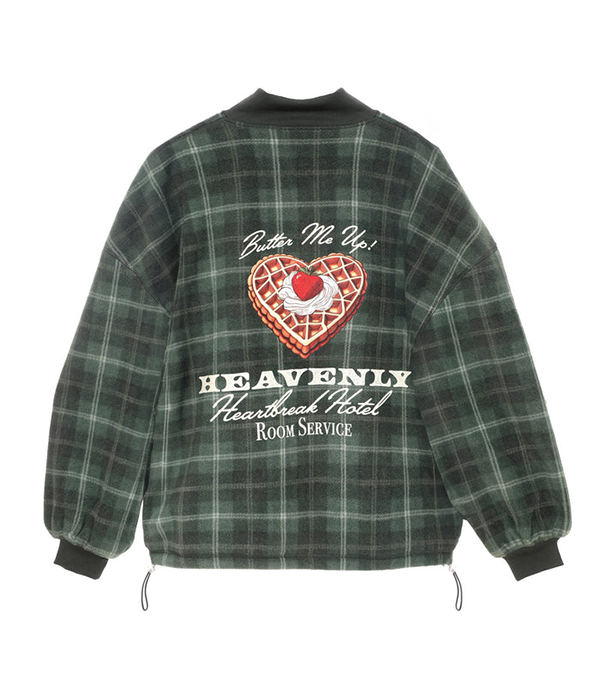 Womens Heavenly Room Service Fleece A1 Alex Crewneck in Green Plaid