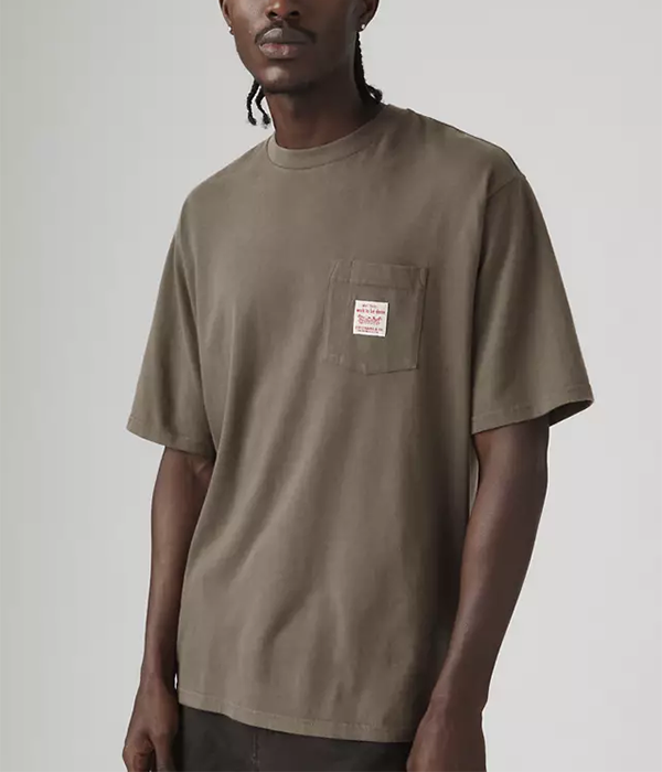 Mens SS Workwear Tee in Stone Fudge