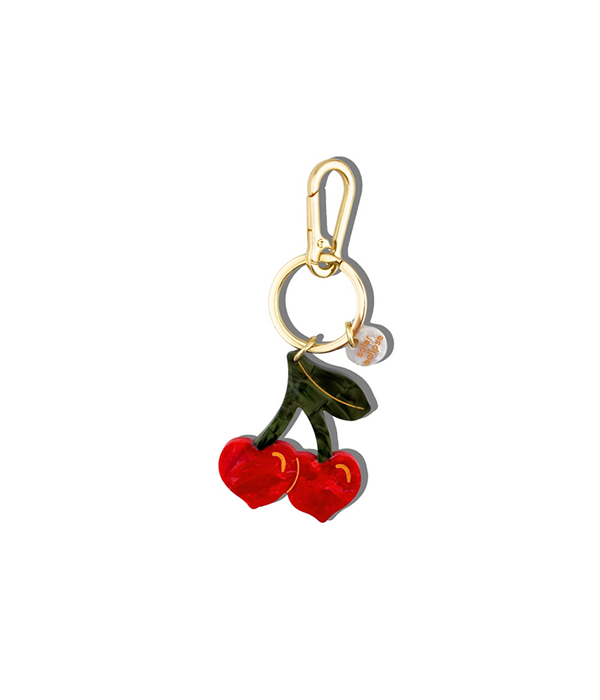 Hand-Painted Cherry Hearts Bag Charm + Keychain
