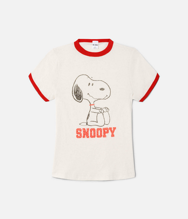 Womens 60s Snoopy Slim Ringer Tee