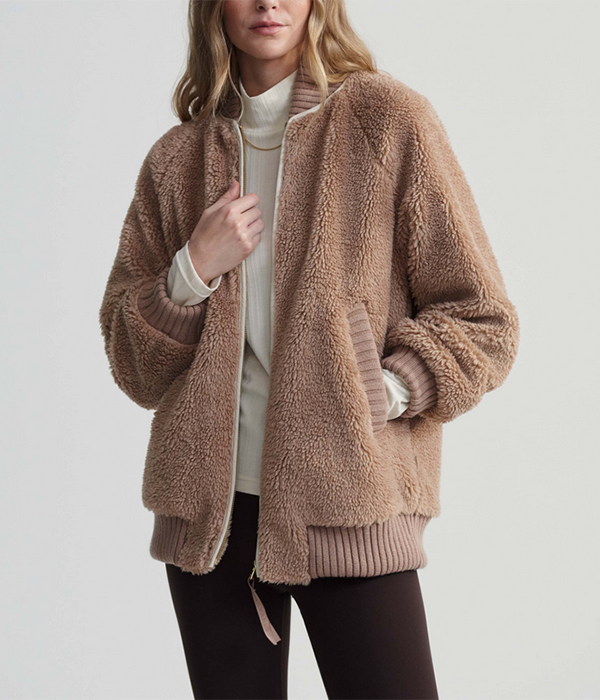 Womens Ella Long Line Sherpa Bomber