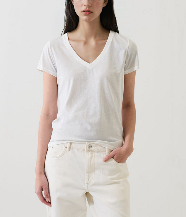 Womens SS Pima Classic Reverse Spray V-Neck