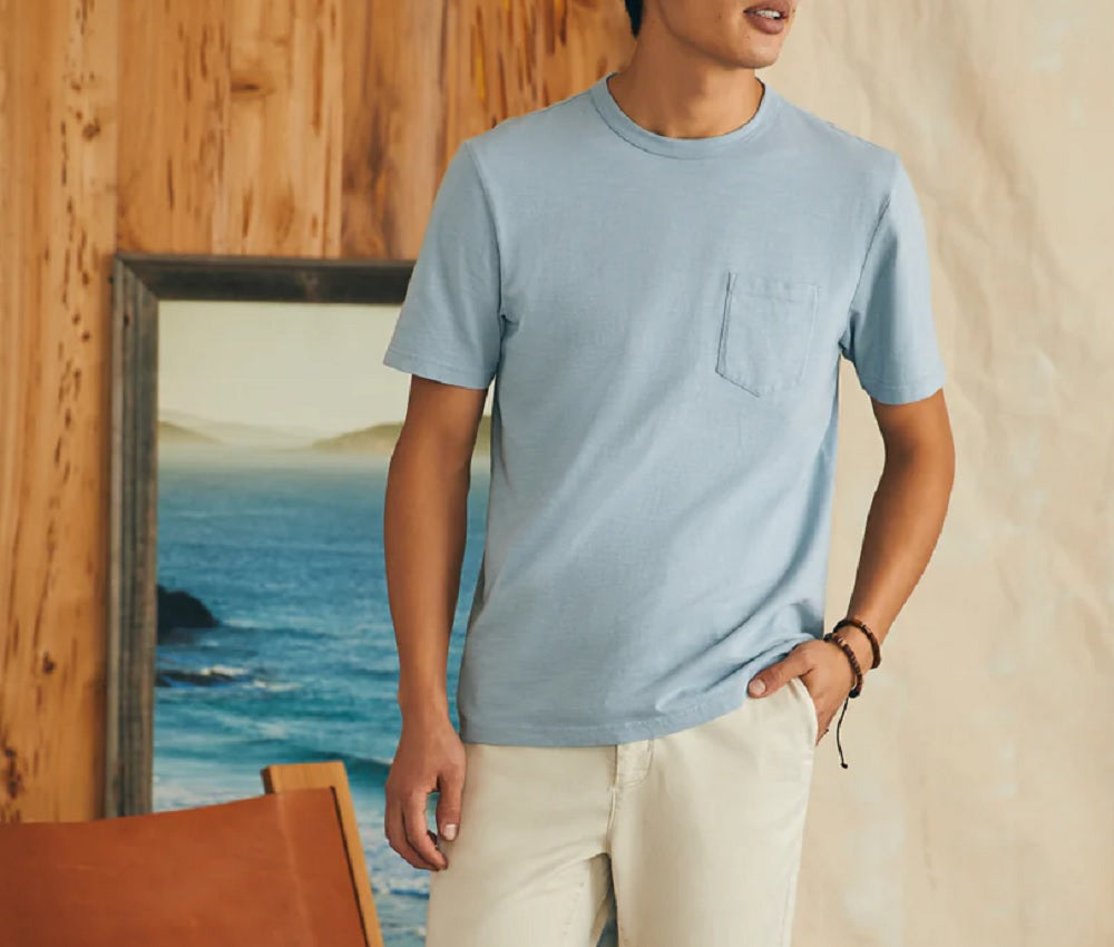 FAHERTY Mens Sunwashed Pocket Tee