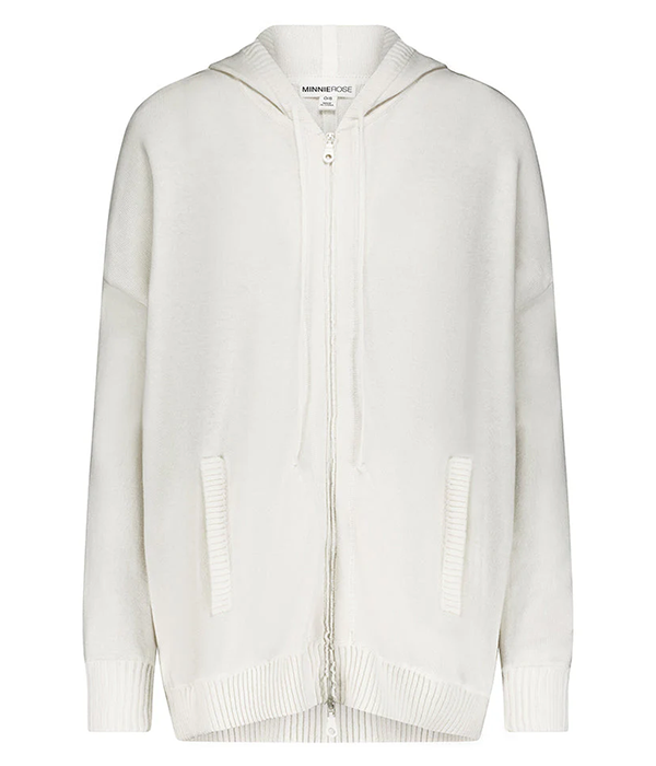 Womens Cotton Cashmere Oversized Zip Hoodie