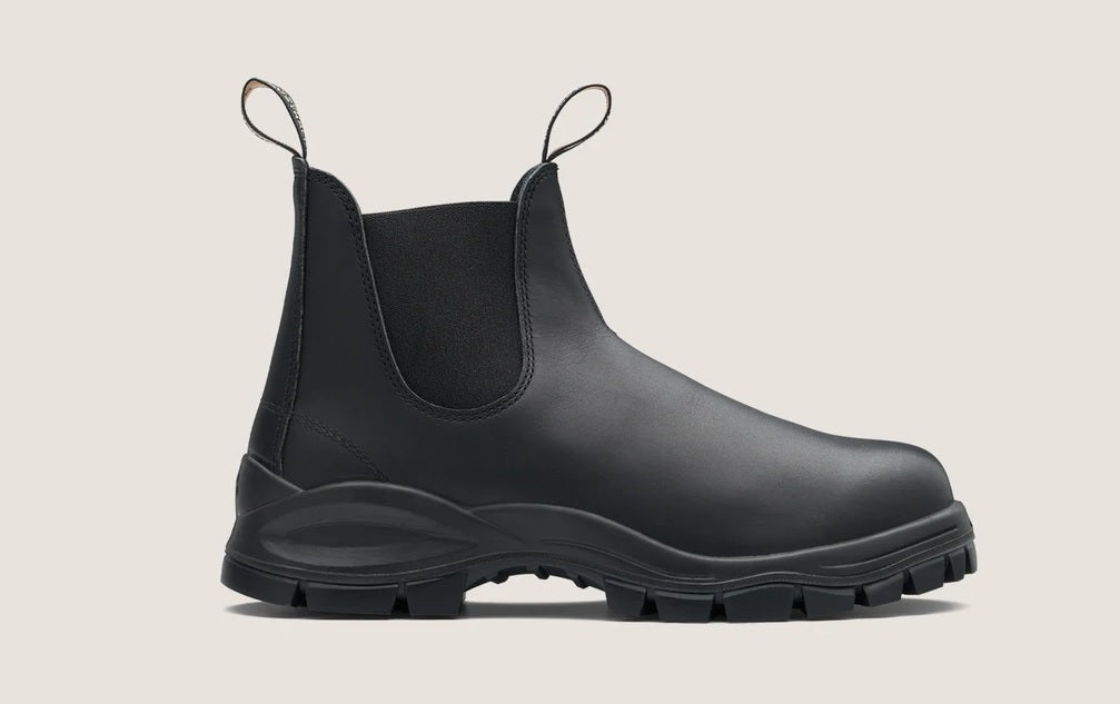 Elastic Sided Lug Boot in Black