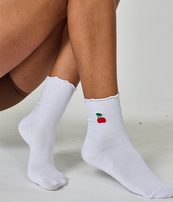 Everyday Ruffle Sock in Cherries