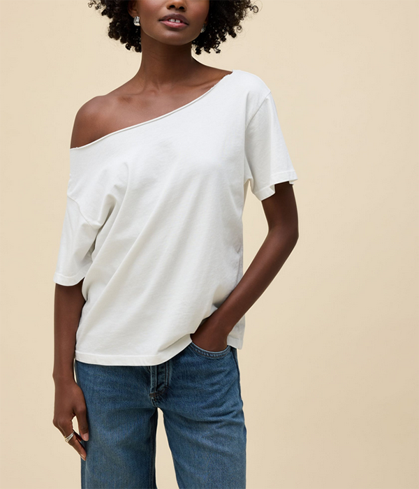 Womens Solid Off The Shoulder Tee