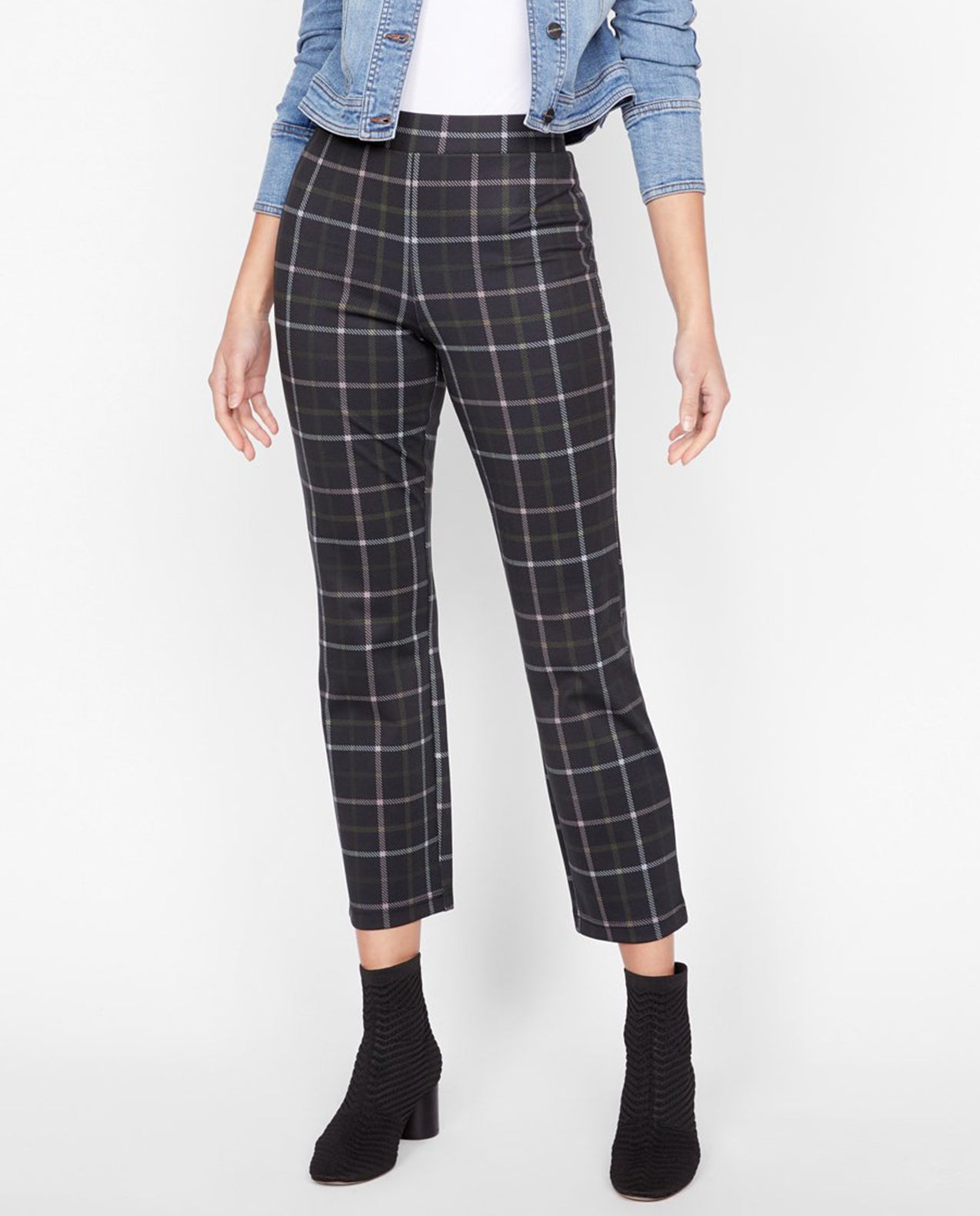 SANCTUARY Womens Carnaby Kick Crop in Morning Pink Plaid