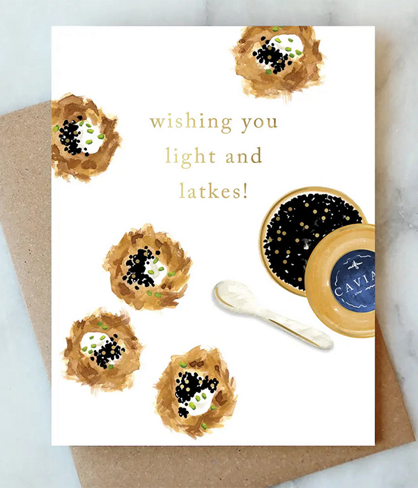 Latkes and Caviar Hanukkah Greeting Card | Holiday Card