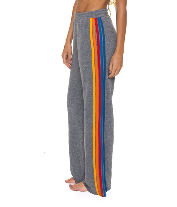 Womens 5 Stripe Wide Leg Pocket Sweatpant