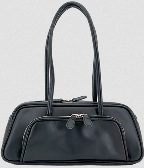 Womens Ekaterina - Leather Baguette Shoulder Bag in Black