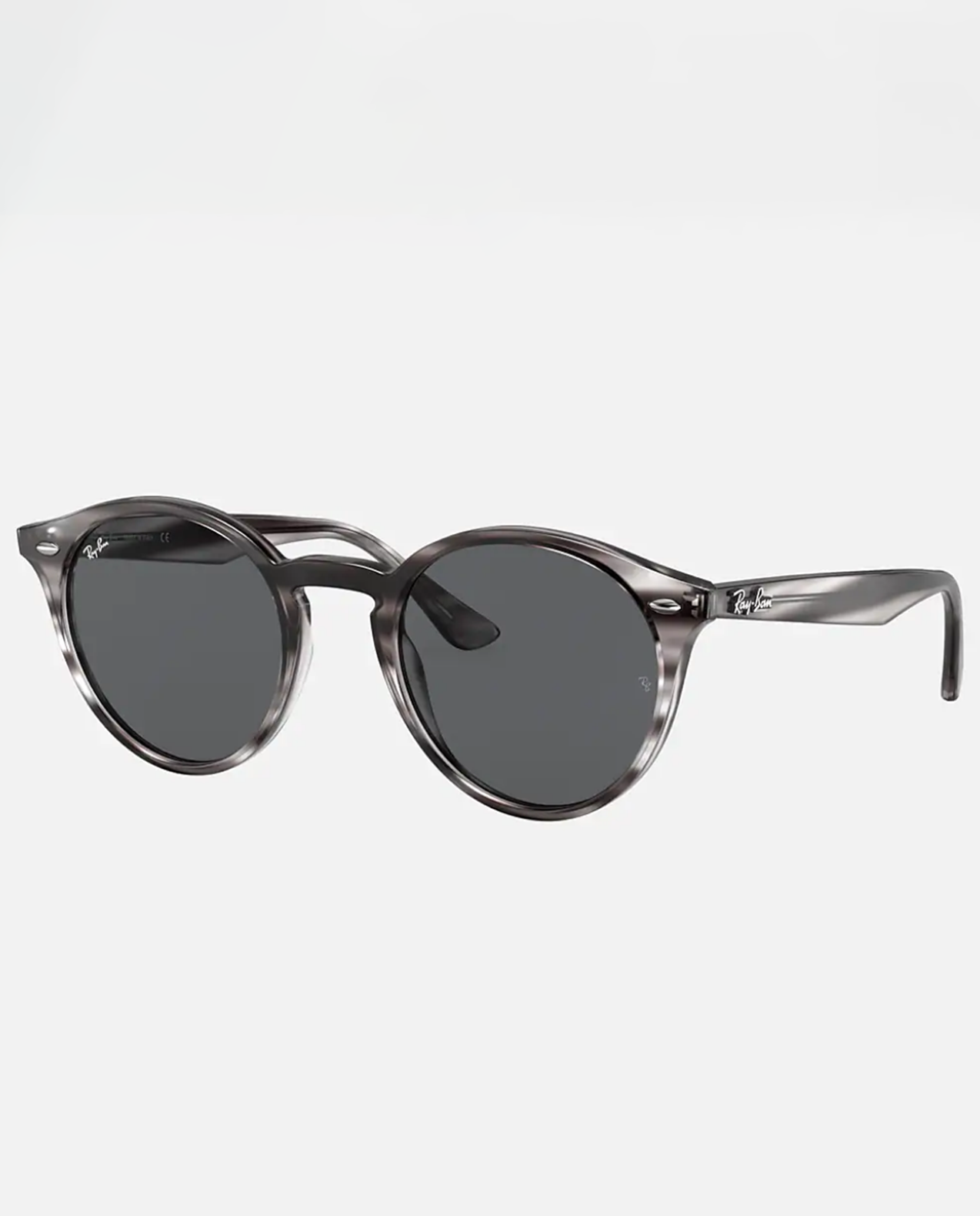 Rayban Sunglasses with Striped Grey Havana Frame and Dark Grey Lens