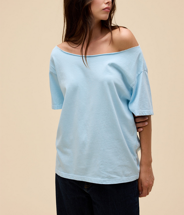 Womens Solid Off The Shoulder Tee