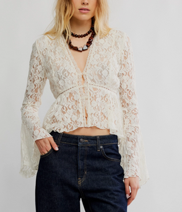 Womens Whispering Love Lace Top