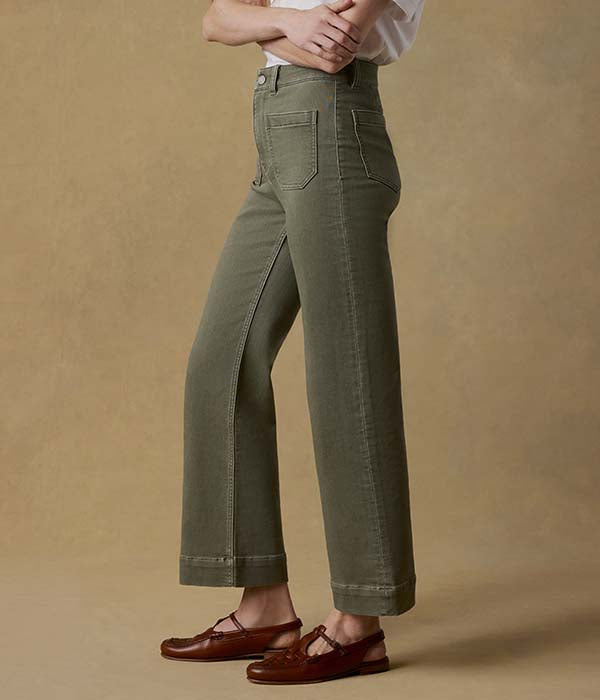 Womens Stretch Terry Patch Pocket Ankle Pant