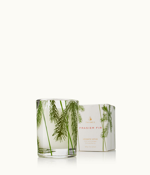 Frasier Fir Votive Candle, Pine Needle Design