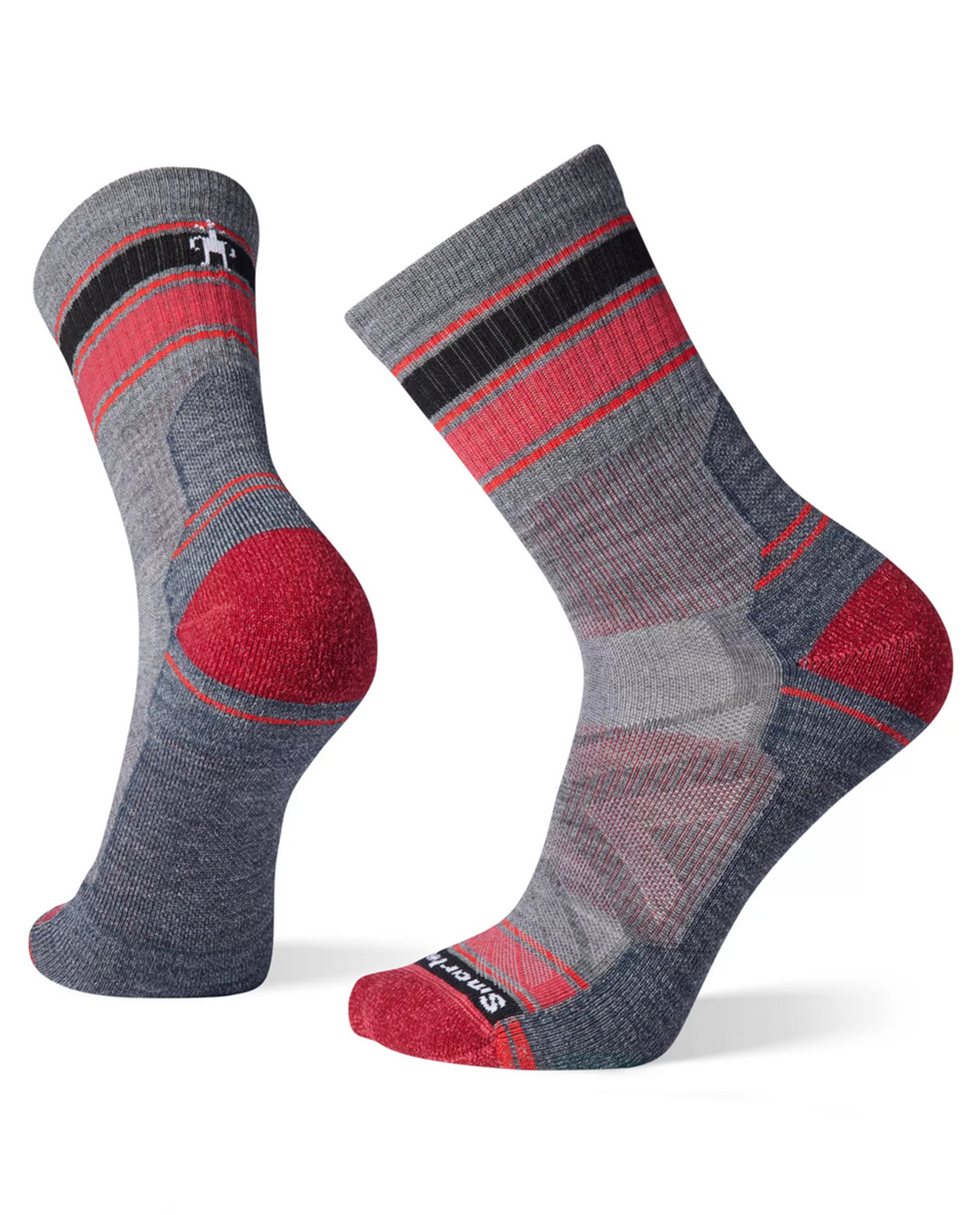 Mens Performance Hike Light Cushion Striped Mid Crew