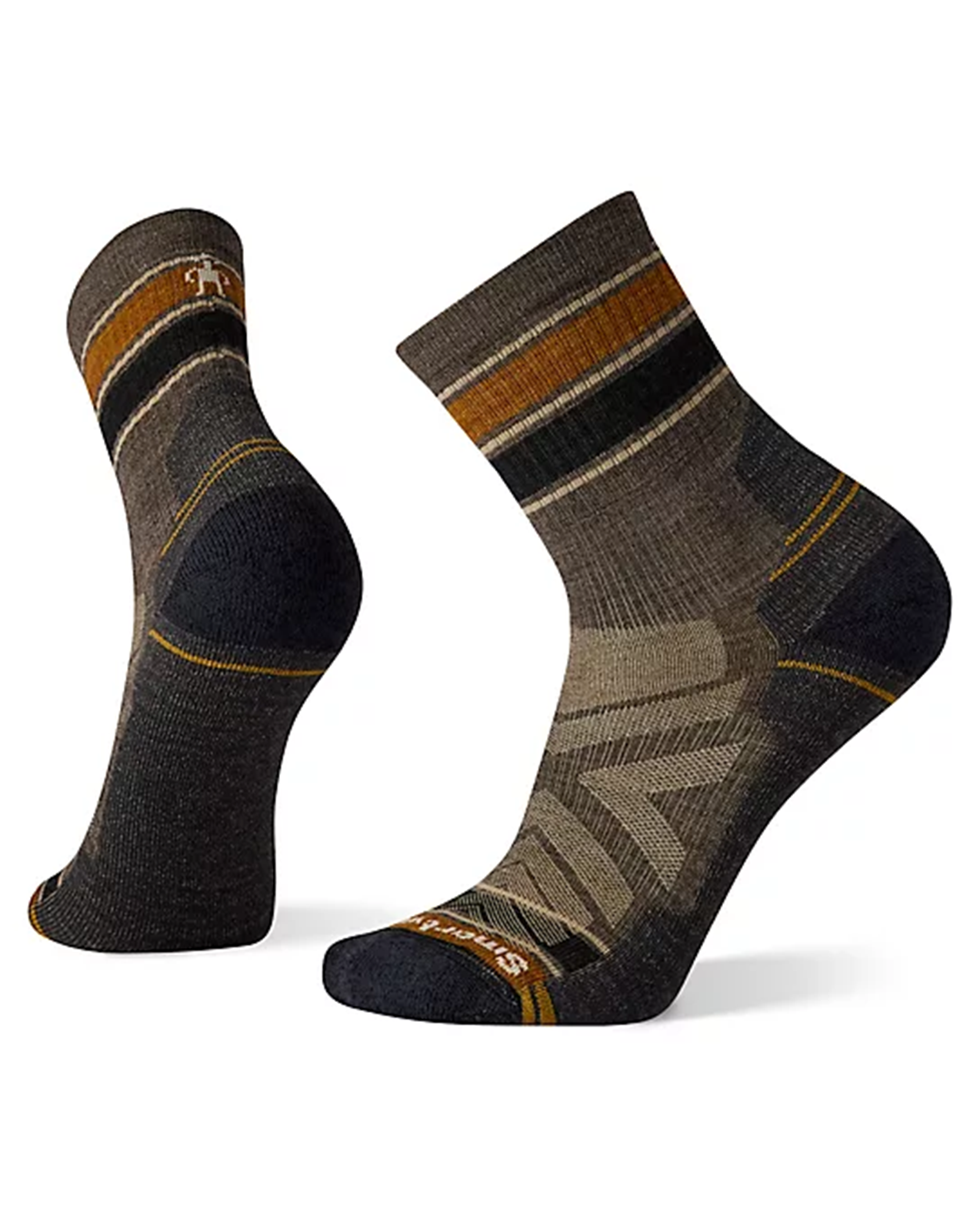 Mens Performance Hike Light Cushion Striped Mid Crew