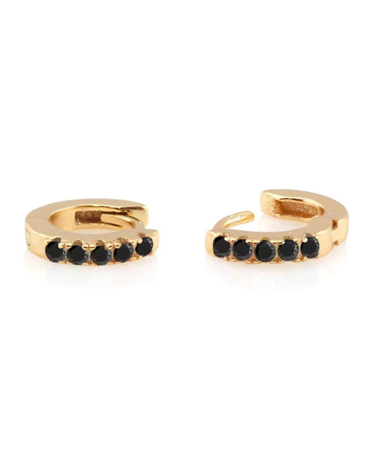 Pave Huggie Hoop Earrings in 18K Gold Vermeil Black