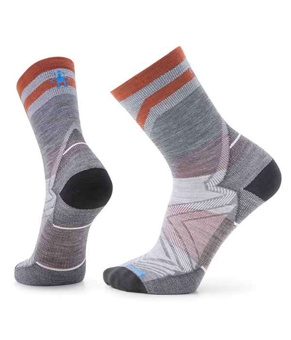 Mens Run Zero Cushion Mid Crew Pattern Socks