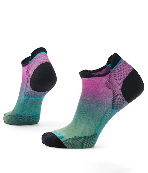 Womens Run Zero Cushion Ombre Print Low Ankle Socks