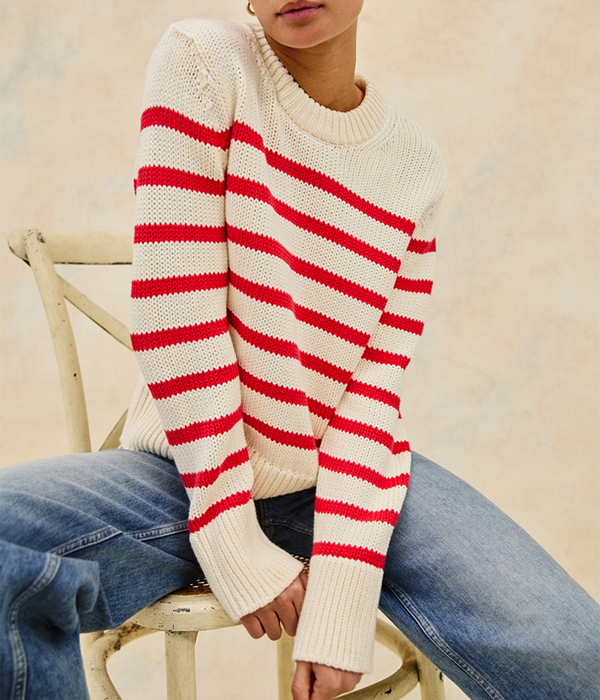 Womens Alise Top in Cherry Stripe