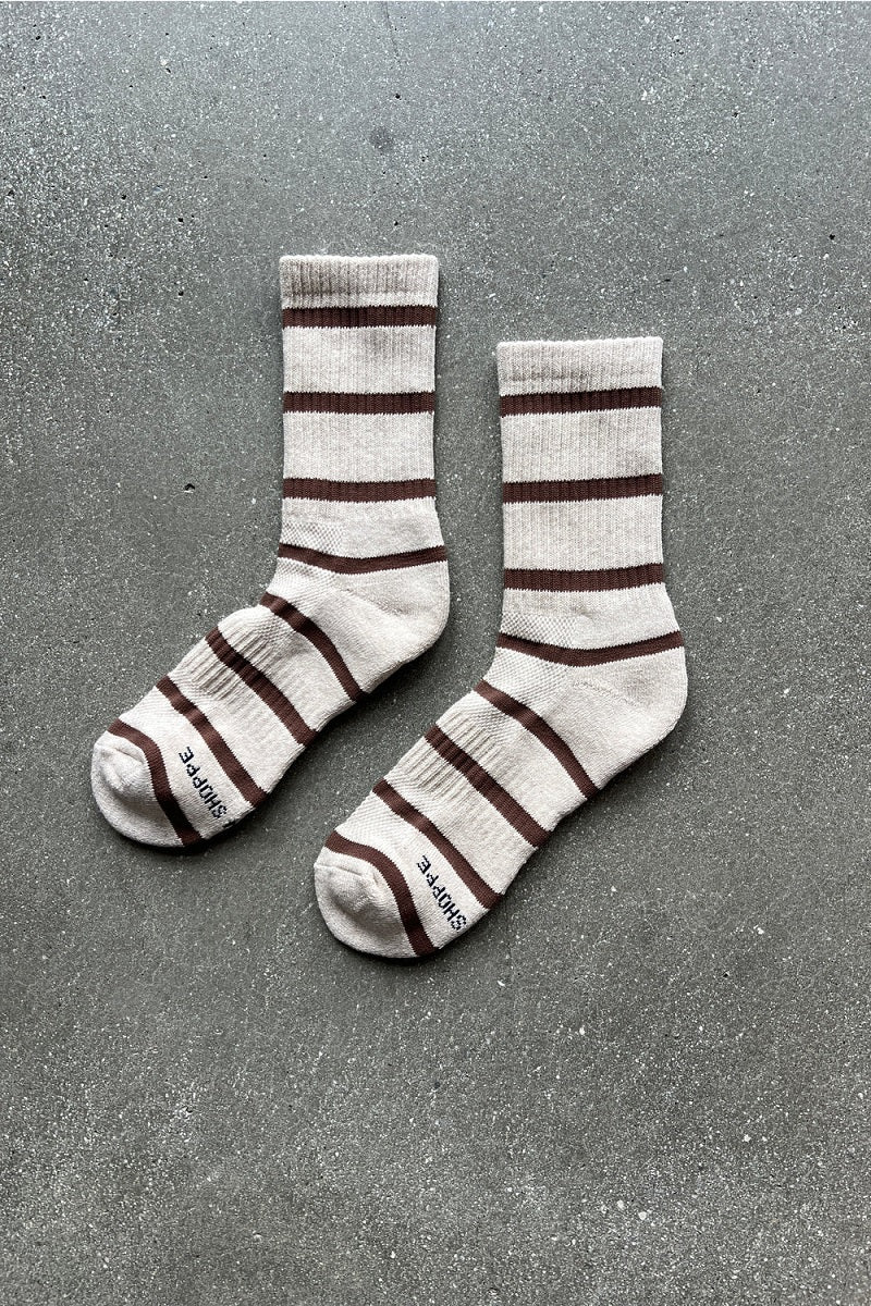 Womens Striped Boyfriend Socks