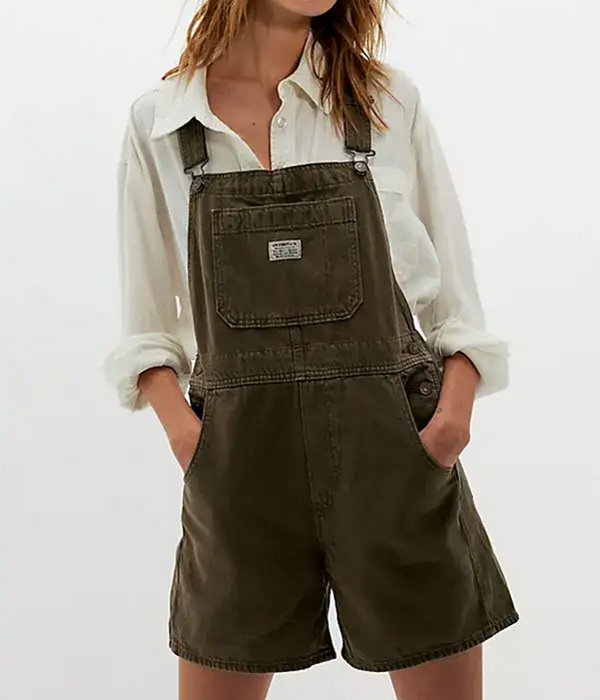 Womens Utility Shortall in Washed Canteen Gd Overall