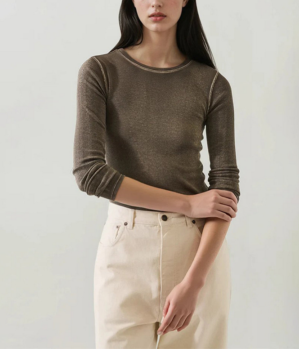 Womens LS Cot/Modal Vintage Rib Crew