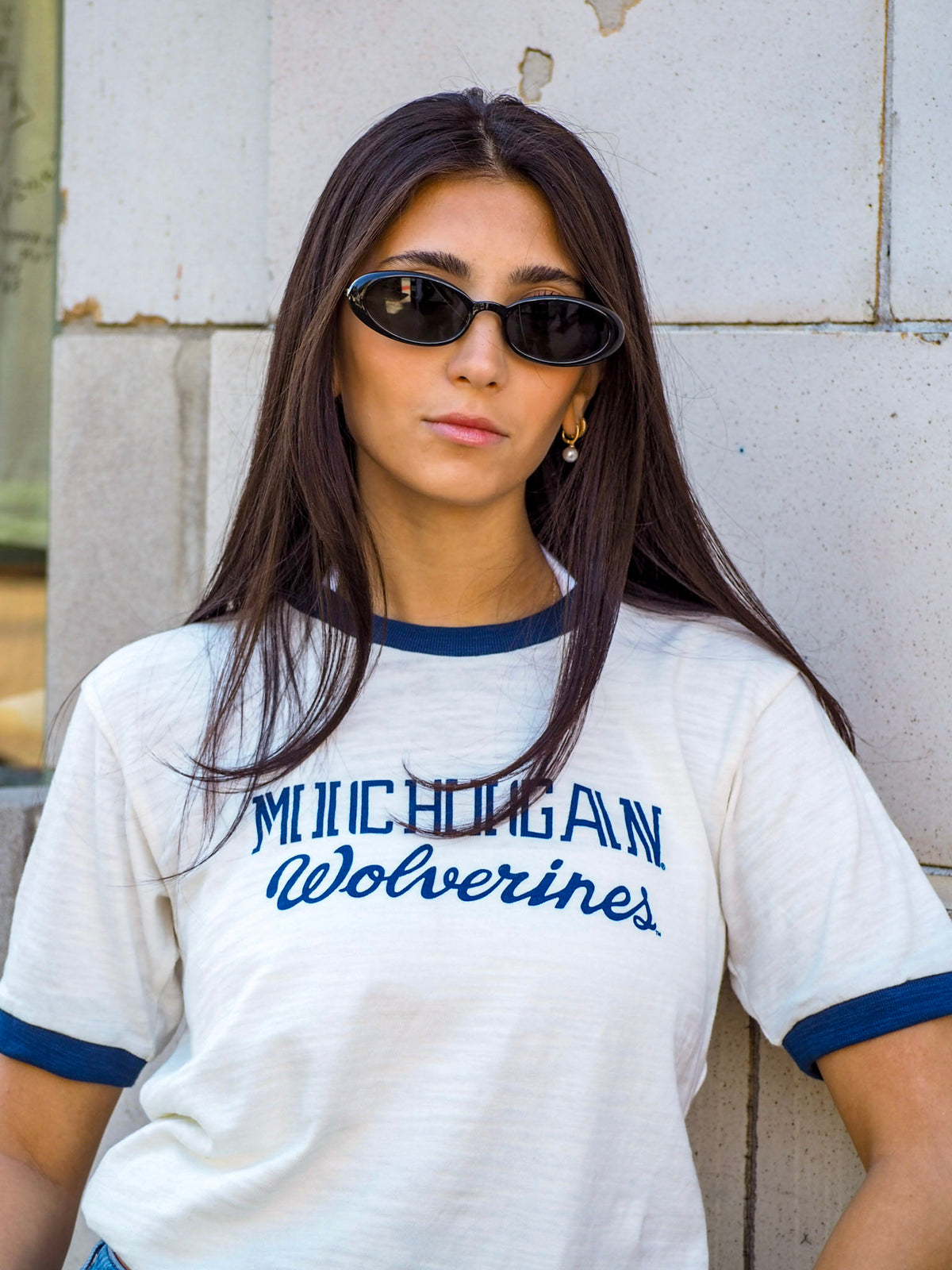 Womens University of Michigan Sunwashed Slub Camp Tee B