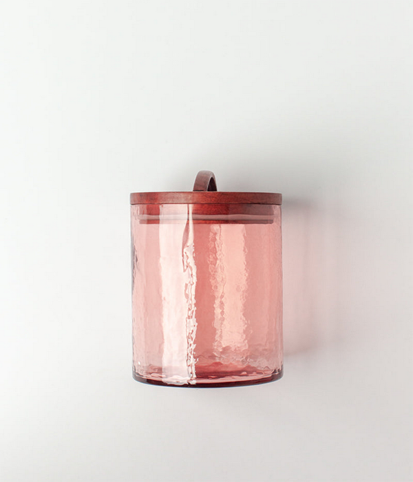 Handblown Hammered Glass Canisters Small in Blush