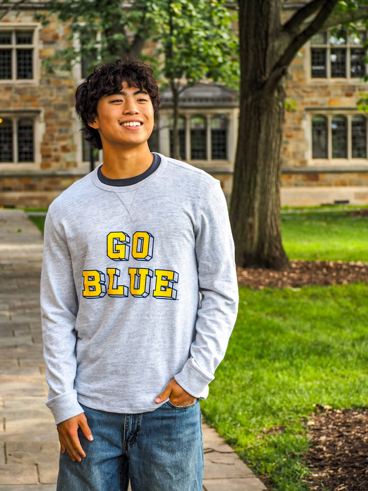 Mens Michigan Sunwashed Slub Crew