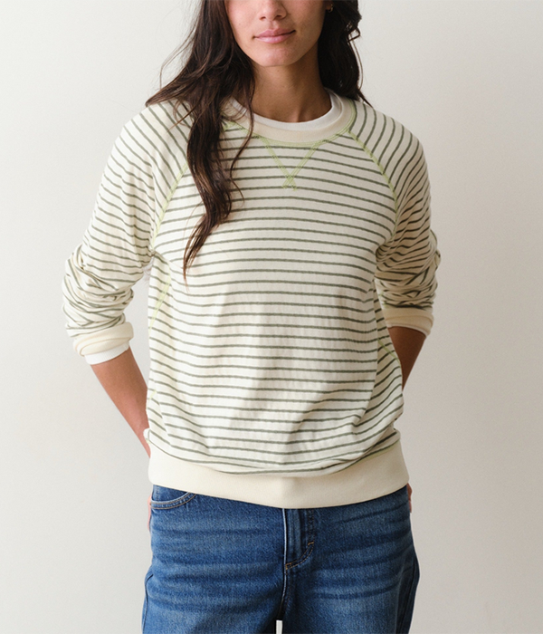 Womens Reversible Raglan in Olive Stripe