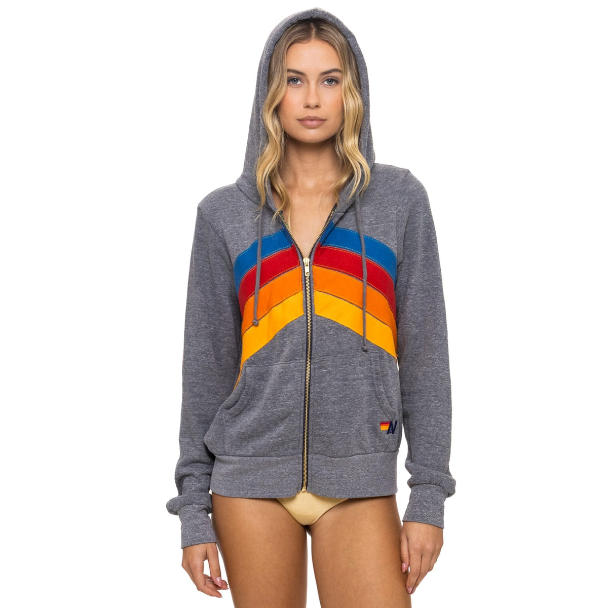 Womens Mountain Stitch Chevron 4 Zip Hoodie