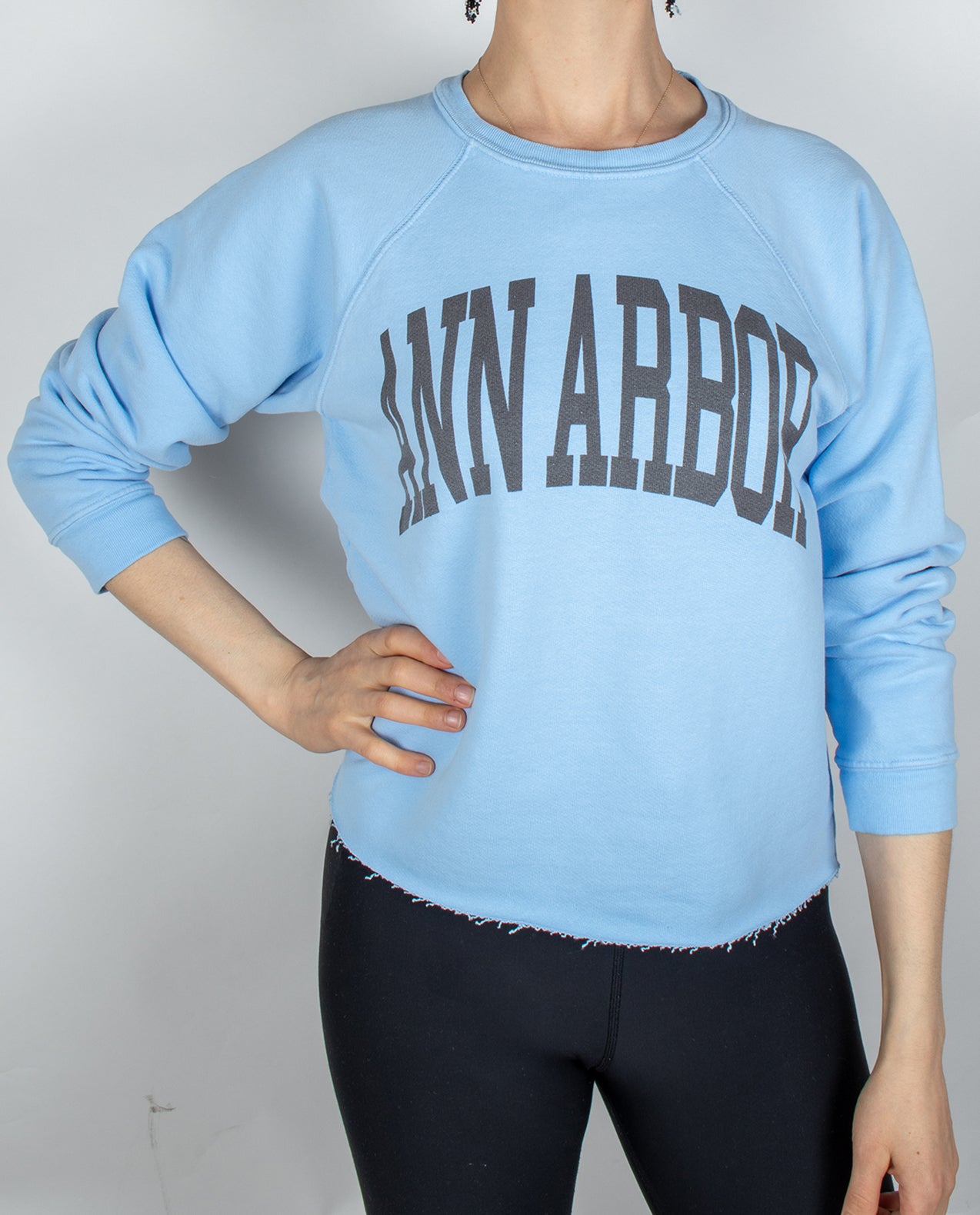 Womens RBBL Premium Ann Arbor Crop Terry Crew with Black Font