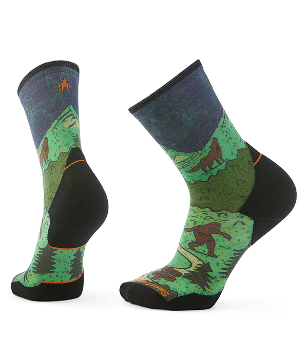 Mens Trail Run Targeted Cushion Neature Print Crew Socks