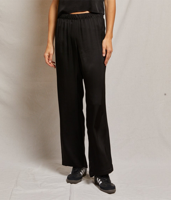 Womens Camille Satin Wide Leg Pant