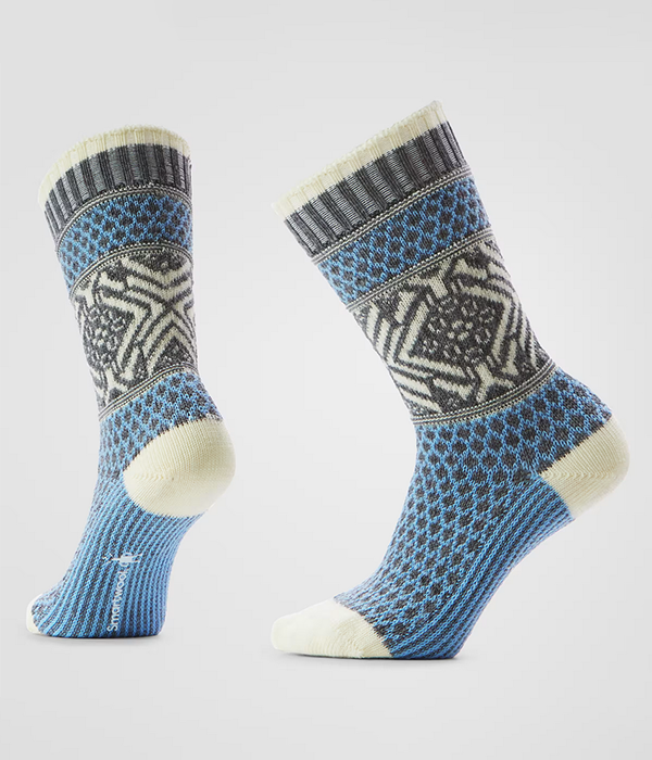 Womens Everyday Popcorn Snowflake Pattern Crew Socks