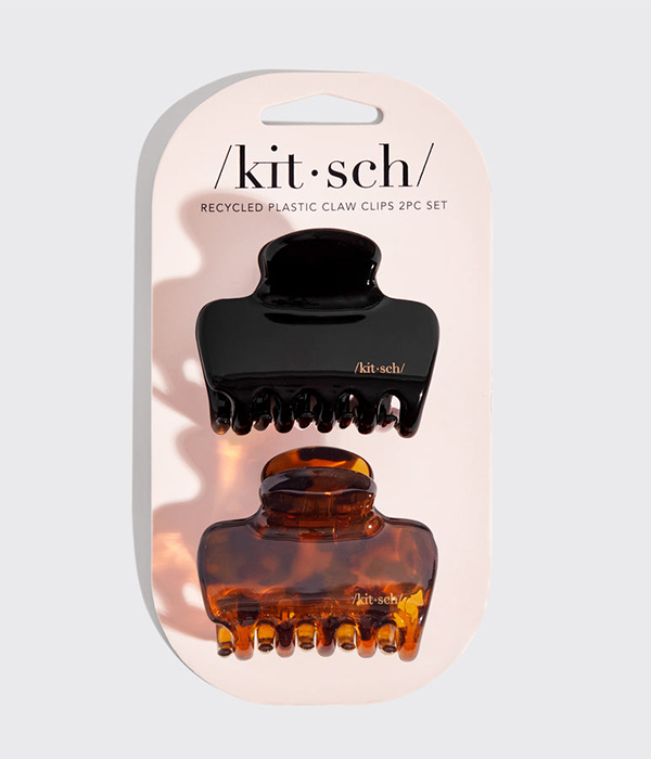 Recycled Plastic Medium Puffy Claw Clips 2pc Set Black/Tort
