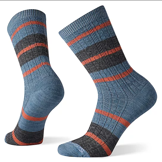 Womens Everyday Striped Cable Crew